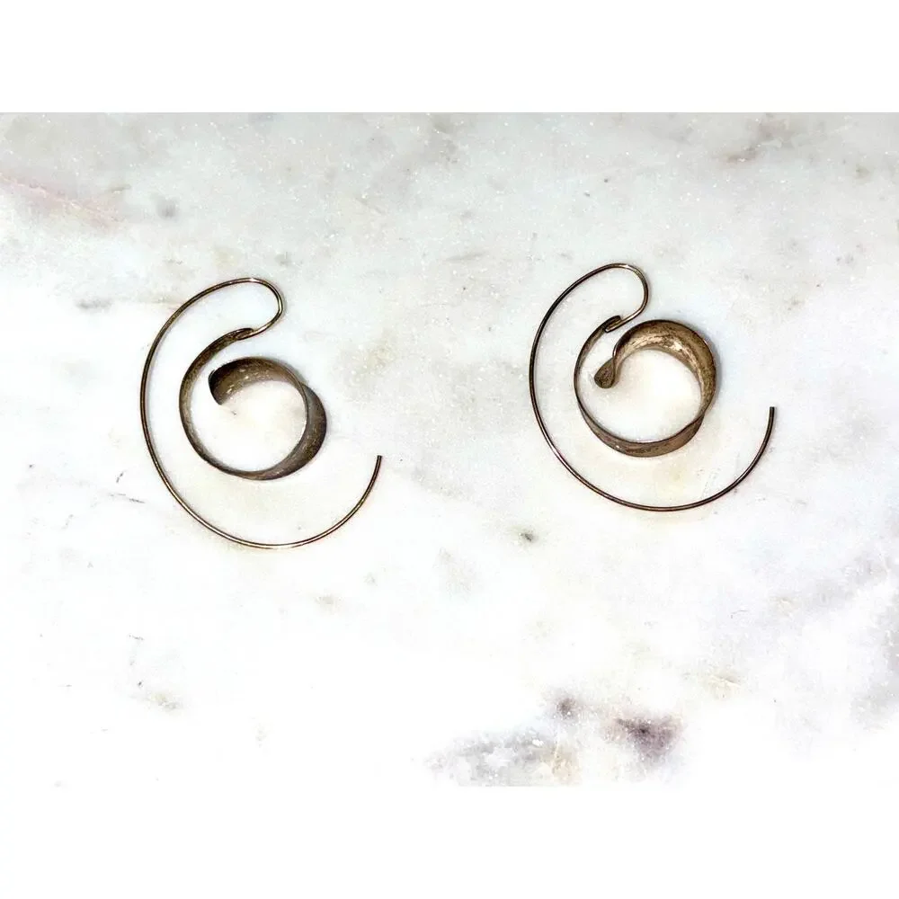 Gold and Copper Tone Spiral Threader Earrings - Elegant